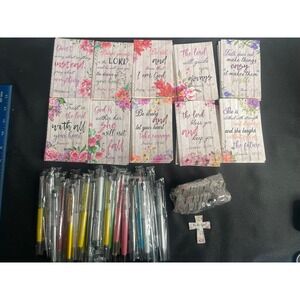 Christian Stationery Set Floral Scripture Mini Notebooks Crystal Pens Cross Mark
